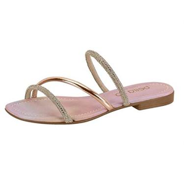 Imagem de SANDÁLIA RASTEIRA FEMININA BEIRA RIO 8431.213 TIRA EM STRASS Cor:Ouro;Tamanho:36