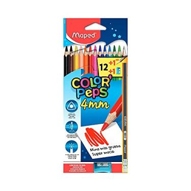 Imagem de Kit Escolar Lápis de Cor 4mm + Apontador + Lápis Grafite, Maped, Color Peps, 835523, 12 Cores