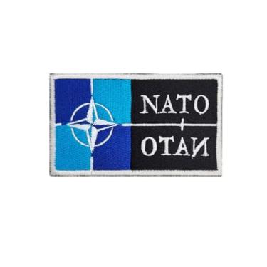 Imagem de Ruoming 1 peça de adesivos de bandeira da OTAN com gancho e laço bordado tático militar nacional OTAN (OTAN 6)