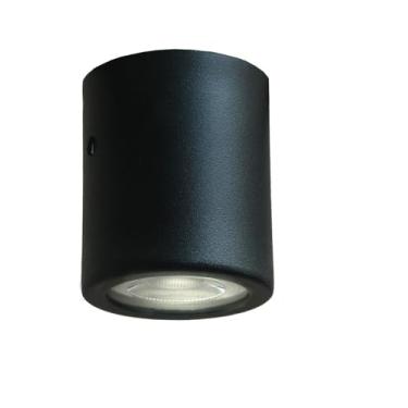 Imagem de Plafon Spot Redondo Sobrepor para Lâmpadas Dicroicas GU10 - Ambientes Internos e Externos, Design de Alumínio(Preto)