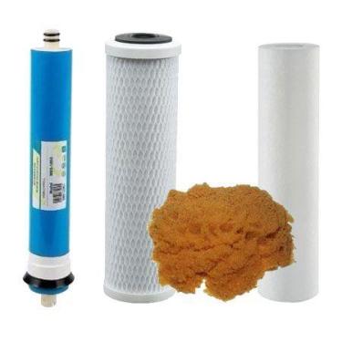 Imagem de Kit Refil 4 Estágios Osmose Reversa 10" Reposição 100 GPD - Emate