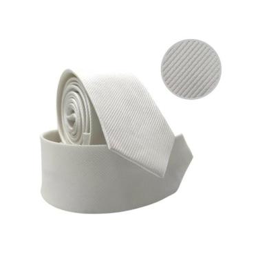 Imagem de 10 Gravatas Social Branca Risco Fino Noivo Casamento - Rpires