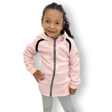 Imagem de Blusa Casaco Moletom Infantil Menina Aberto Touca Ziper - Anj Modas, R