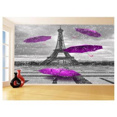 Imagem de Papel De Parede Paris Eiffel Guarda Chuva Céu 3,5M Ncd316 - Você Decor