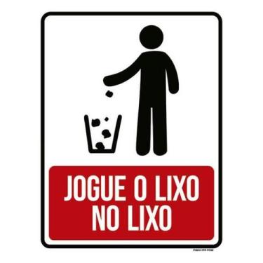 Imagem de Kit 5 Placas Jogue Lixo No Lixo Desenho 36X46 - Sinalizo
