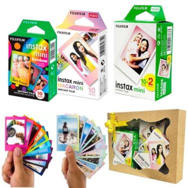 Imagem de Filme Instax Mini 20 Fotos + Filme Macaron + Filme Rainbow Com Caixa D