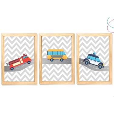 Imagem de Kit 3 Quadrinho infantil carrinho caminhão pista bombeiro - Creative C