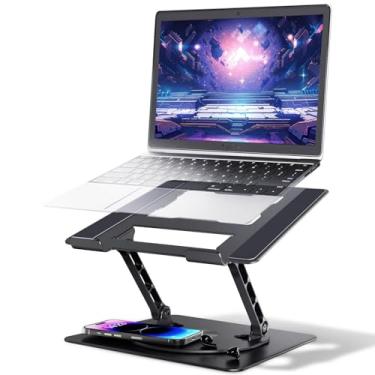 Imagem de XINHUAYJ Suporte para laptop, suporte ergonômico para mesa, suporte ajustável para computador com base giratória de 360°, suporte de computador portátil dobrável para mesa, MacBook, Dell XPS, todos os