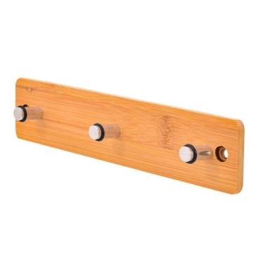 Imagem de Gancho de Parede Adesivo Triplo Rustico Bambu Multiuso 22cm - Wincy Ca