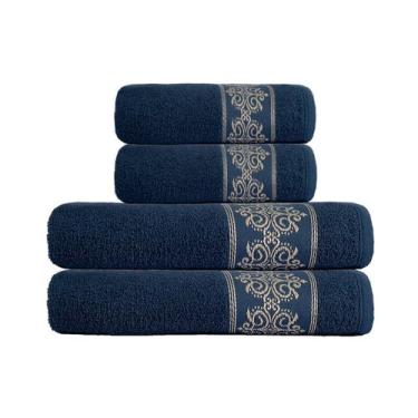 Imagem de Kit Toalha de Banho e Rosto Casal Grande Bordada de Algodão - Bella En