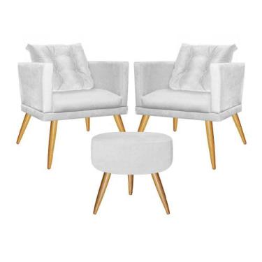 Imagem de Kit 02 Poltrona Com Almofada e Puff Lucia Confort Sala Recepção Escrit