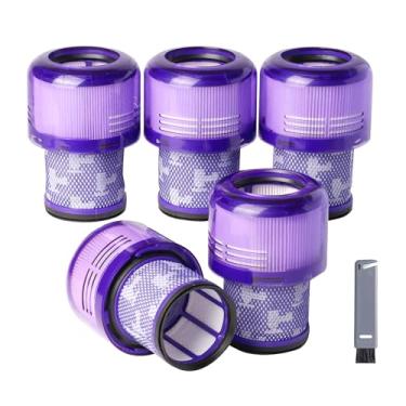 Imagem de Filtro de substituição V11 para Dyson V11 Torque Drive, V11 Animal V11 Complete V11 Extra V15 Detecta aspiradores submarinos, peça de substituição # 970013-02, pacote com 5 filtros e 1 escova de