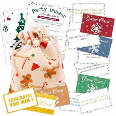 Imagem de Christmas Yellow Pass The Bag Game - 44 Game Cards & 1 Pass Bag in Total - Party Game for Adult, Holiday Group Activity & Gathering Prize Game - Home & Office Party Favor & Supplies - A04