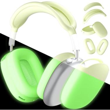 Imagem de ATUAT Capa para fones de ouvido AirPods Max, capa protetora de silicone, acessórios de pele anti-arranhões para mulheres e homens para Apple AirPods Max 2024/2020 (USB-C/Lightning), verde fluorescente