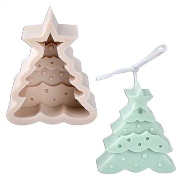 Imagem de Tone Fun Molde de silicone em forma de árvore de Natal estrela para fazer velas, resina, velas de aromaterapia, sabonete de cera artesanal, decoração de casa, artesanato