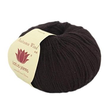 Imagem de Lotus Yarns Atacado 5 x 50 g bolas outono vento 90% algodão 10% caxemira peso dedo tricô manual/fio de crochê para roupas de Natal moda roupas de bebê (03-chocolate)