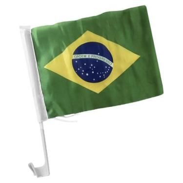 Imagem de Bandeira do Brasil para Carro Tecido 20cm x 30cm 10 Unidades - Extra F