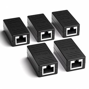 Imagem de Acoplador RJ45 RJ45 acoplador em linha Cat7 Cat6a Cat6 Cat5e Cat5 Cabo de extensão Ethernet extensor de cabo Ethernet para TV, roteador, PC, switch de rede, Xbox, PlayStation. (5 peças preta)