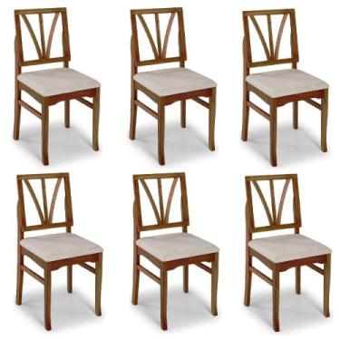 Imagem de Combo 6 Cadeiras Estofadas Yady  - Bem Móveis, Castanho