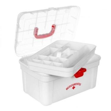 Imagem de Frasqueira Caixa Organizadora Maleta Grande C/alça E Divisória Medicam