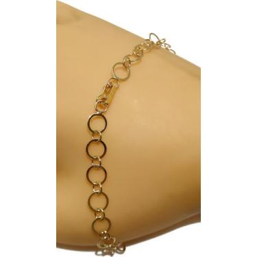 Imagem de Pulseira Em Ouro 18k 750 Elos Laminados Redondos 16 cm