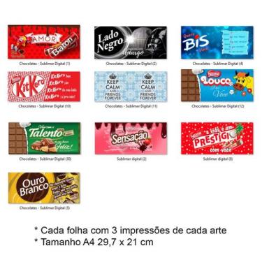 Imagem de Kit Impressão Sublimática faça você mesmo Tema Chocolates - Reidopendr