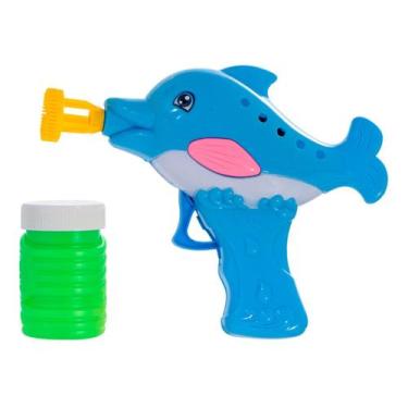 Imagem de Lança Bolha Sabão Gatilho Arma Arminha Golfinho Azul Menino - Art Brin