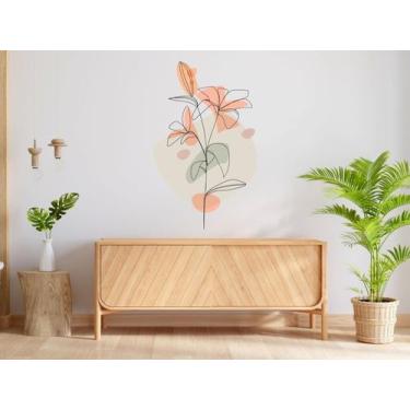 Imagem de Adesivo De Parede Flores Boho Abstrato Decoração Quarto Sala Minimalis