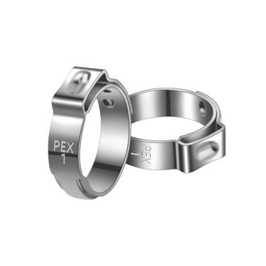 Imagem de 100 peças de anéis de fixação PEX de 2,5 cm, braçadeiras de mangueira de orelha única de aço inoxidável 304 para conexões de encanamento e encaixe de tubos, encaixe de tubulação PEX da RTHIEAI