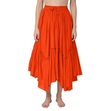 Imagem de ThePirateDressing Saia maxi feminina renascentista pirata camponesa medieval LARP alta-baixa com bolsos C1833 Vermelho GG