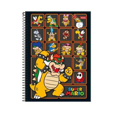 Imagem de Caderno Super Mario Bros Capa Dura Espiral 1 Matéria Escolar, Preto