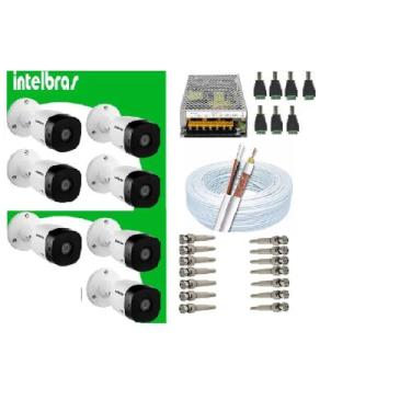 Imagem de Kit 7 Câmera Intelbras C/ Infravermelho 20m Vhc 1120 B + Assessórios