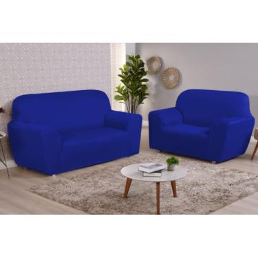 Imagem de Capa para sofa king 2 e 3 lugares malha gel lisa - MAYRA ENXOVAIS, AZU