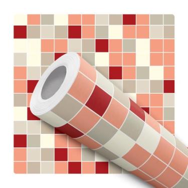 Imagem de Papel De Parede Adesivo Lavável Lavabo Pastilhas Vermelho 12m - DELIQU