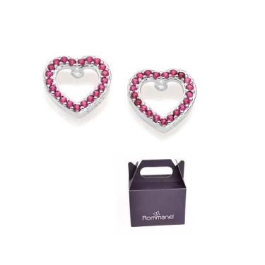 Imagem de Brinco Coração Prata Maciça 925 com Zircônia Rommanel 820247, Prata