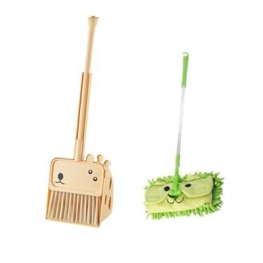Imagem de Esquirla 3x Mini Vassoura com Pá de Lixo Mop Conjunto de Limpeza para Crianças Bonito Crianças Ferramentas de Limpeza Doméstica para Meninos Meninas Crianças, Verde