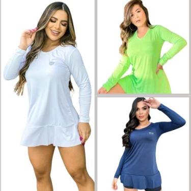 Imagem de Kit 3 Saídas de Praia Vestido feminino proteção solar UV 50+ FPS - For