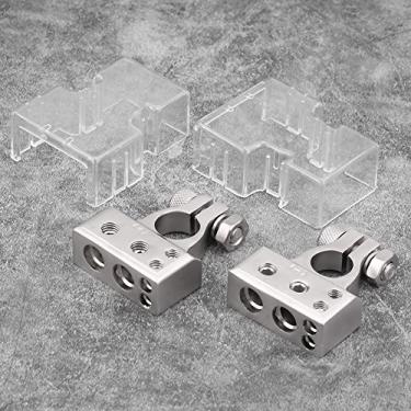 Imagem de Conectores de Bateria Automática Terminal Positivo e Negativo Braçadeira de Conector para Medidor 0/1 2 4 8 AWG - Banhado a Ouro (Prata)