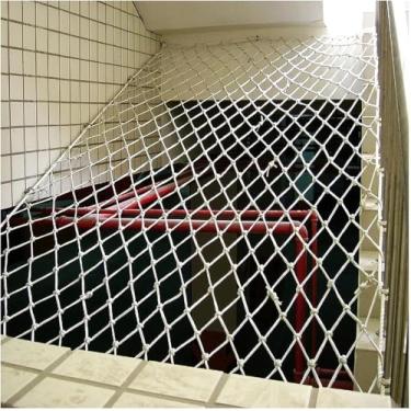 Imagem de Rede de corda branca rede de proteção infantil rede anti-queda malha de corda decorativa, para janelas, terraços, varandas malha decorativa, malha branca de 5cm, 5x8m(16x26ft)