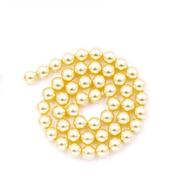 Imagem de Malahill Pérola de vidro para fabricação de joias, pérola estimulante para fabricação de colar de pulseira, vendida 5 fios e 1 rolo de cordão por saco, ouro 10 mm