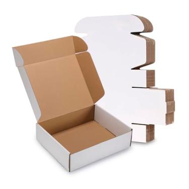 Imagem de TUKYLIL Caixas de transporte de 8x6x3 polegadas, 25 pacotes, caixa de papelão ondulado branco, caixas de correio para embalagens de pequenas empresas, presentes, artesanato, joias, supriment