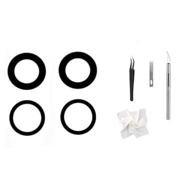 Imagem de 2 conjuntos/4 peças - Substituição de vidro da lente traseira da câmera traseira para iPhone 11, kit de substituição de vidro de lente traseira com adesivo pré-instalado e kit de ferramentas de reparo