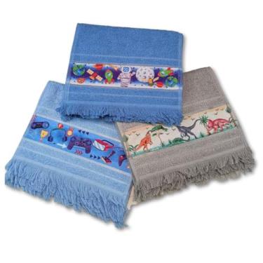Imagem de Kit 10 Toalha Social com Franja Infantil Escolar (Menino)