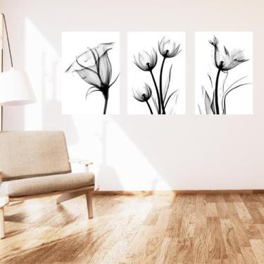 Imagem de Kit 3 Placas Decorativas Flor 02 MDF 3mm 18x26 - Brothers Mineiros Dec