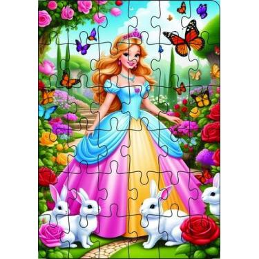 Imagem de Quebra-Cabeça Jogo Infantil Princesa 36 Peças MDF 18x26 - Brothers Min