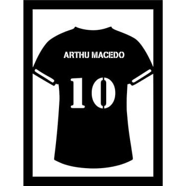 Imagem de Quadro Decorativo Camisa de Futebol Personalizada, Número 10, 30x40 cm, Preto
