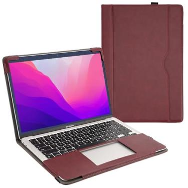 Imagem de TYTX Capa de couro compatível com MacBook Air de 13 polegadas, para modelo A2337 M1 A2179 A1932 2018-2021 Retina Display Touch ID, capa de laptop de couro PU com bolso para papéis e porta-canetas