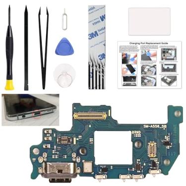 Imagem de Porta de carregamento para Galaxy A55 5G, versão americana, novo conector USB-C compatível com Samsung A55 SM-A556V, inclui instruções e kit de ferramentas