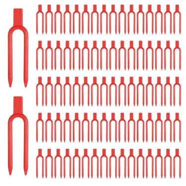 Imagem de 100 pinos de plástico para plantas de jardinagem, pinos de suporte de morango, clipes de suporte de plantas, reutilizáveis, garfo de morango, clipes de suporte de morango, garfo de jardim,