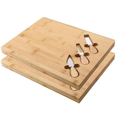 Imagem de Kit 2 Tábuas De Frios 3 Utensílios Petiscos Retangular Bambu - CASAVIT